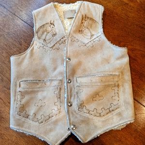 Vintage Tooled Leather Mexican Vest